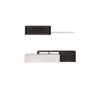 Meuble TV coloris Blanc Brillant / Gris cendre en melamine - Dim : 44 x 200 x 41 cm --