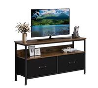 Meuble TV Compact pour Salon ou Chambre - Table Console TV avec tiroirs et étagères - Convient TV jusqu'à 50 Pouces - Idéal pour Petits espaces, Rangement Multifonction - Design Moderne Noir et Gris