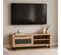 Meuble TV contemporain bois et porte céramique 150cm HORACE