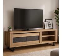 Meuble TV contemporain bois et porte céramique 180cm HORACE