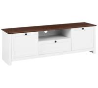 Meuble TV Cottage Rustique en MDF avec 2 Portes et Tiroirs Blanc Pimba