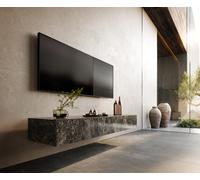 Meuble-TV Cuor 150 cm Céramique Emperador Extra Lucidato brun foncé 1 Clapet 1 Tiroir Flottant