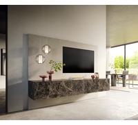Meuble-TV Cuor 220 cm Céramique Emperador Extra Lucidato brun foncé 1 Clapet 2 Tiroirs Flottant