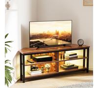 Meuble TV d'angle, 106 cm de largeur, design traditionnel, avec éclairage RGB LED et structure en métal