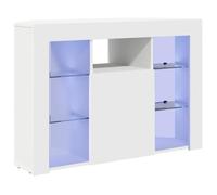 vidaXL Meuble TV LED d'angle 100x40x68 cm Bois d'ingénierie Blanc