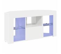 vidaXL Meuble TV LED d'Angle Blanc brillant 105 x 40 x 68 cm