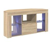 Meuble TV d'angle LED - vidaXL - Chêne Sonoma - 100x40x50 cm - Bois d'ingénierie - 4 étagères - Port USB - Montage mural