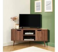 Meuble TV d'angle LYNA effet noyer 115cm - Bois