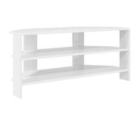 Meuble TV d'angle moderne - vidaXL - Blanc brillant - 102x40,5x45 cm - Bois d'ingénierie - 2 étagères - Finition mate