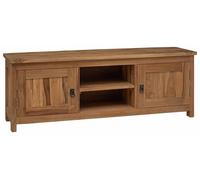 Meuble TV de 110 x 30 x 40 cm, en bois de teck massif, finition naturelle