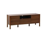 Meuble TV décor bois 2 portes 1 tiroir 140cm noyer - 140 x 42 x 55 cm - Harmony
