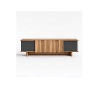 Meuble TV design avec placards aspect bois et gris anthracite 180cm BRONI