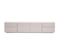 Meuble TV design beige laqué brillant avec rangements L200 cm ISAURE
