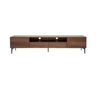Meuble TV design bois foncé noyer et métal noir 2 portes 2 tiroirs L200 cm BLISS