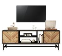 Meuble TV, design moderne, solutions de rangement polyvalentes, noir et naturel