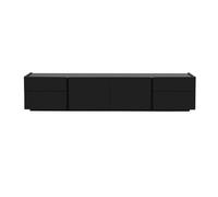 Meuble TV design noir laqué brillant avec rangements L200 cm ISAURE