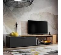 Meuble TV design "RTV Maze II" 200cm Noir & Naturel Noir G