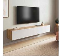 Meuble TV Dmussi - Dmora - Mélamine - Chêne noueux, blanc 180x38h28 cm