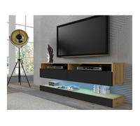 Meuble TV DUO suspendu chêne artisan / noir mat