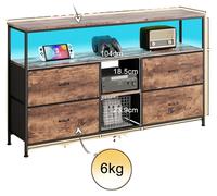 Meuble TV, éclairage LED réglable, style vintage, marron - 108 x 30 x 78 cm