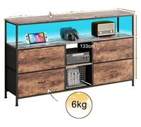 Meuble TV, éclairage LED réglable, style vintage, marron - 137 x 30 x 78 cm