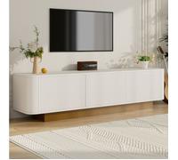 Meuble TV élégant avec casier, 3 portes, style moderne, meuble TV de rangement pour salon, chambre ou couloir, 170x40x47 cm, blanc