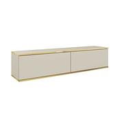 Meuble TV élégant - Design Moderne avec Fonction Push-to-Open. D : L : 135 cm, H : 30 cm, P : 32 cm, Beige