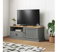 Meuble TV élégant - ZENCORE - Support téléviseur/commode hifi/ARMOIRE TV, VIGO gris 106x40x40cm bois massif de pin M482