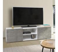Meuble Tv Eli Blanc Portes Effet Béton
