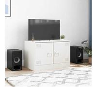 Meuble TV en acier - vidaXL - Blanc - 67x39x44 cm - Pour écran 51-76 cm - Capacité 70 kg - 2 compartiments - 2 portes