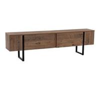Meuble TV en aggloméré et métal Luxe pin, noir marron G