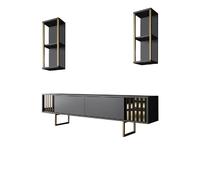 Meuble TV en bois - 180 x 30 x 48 cm - AnthraciteNoir
