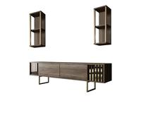 Hanah Home Meuble TV en bois Gold Line 180 x 30 x 48 cm NoyerNoir