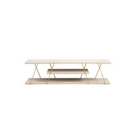 Meuble TV en bois ""Canaz"" - 120 x 30 x 33 cm - Travertin