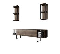 Meuble TV en bois "Chrome Line" - 180 x 30 x 48 cm - NoyerNoir