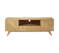 Meuble TV en bois de chêne massif et placage chêne, L150 cm 150x53x40cm Beige