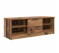 Meuble TV en bois d'ingénierie - vidaXL - Bois ancien - 102x35x36,5 cm - 1 porte à charnières - 2 étagères