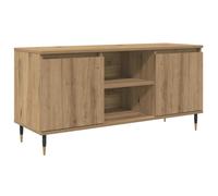 Meuble TV en bois d'ingénierie - vidaXL - Chêne artisanal - 104x35x50 cm - 2 portes - 2 étagères - Poids maximal 60 kg