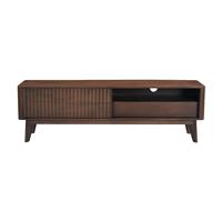 Meuble TV en bois foncé manguier massif avec porte coulissante L160 cm ALDA