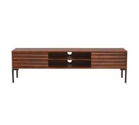 Meuble tv en bois foncé manguier massif et métal noir 2 portes l160 cm onda