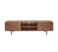 Meuble TV en bois foncé noyer 1 porte 2 tiroirs L180 cm SUVA