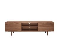 Meuble TV en bois foncé noyer 1 porte 2 tiroirs L180 cm SUVA