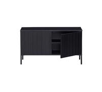Meuble TV en bois noir, bas, 2 portes, style industriel contemporain - Woood, Ponto - 100x44x56 cm