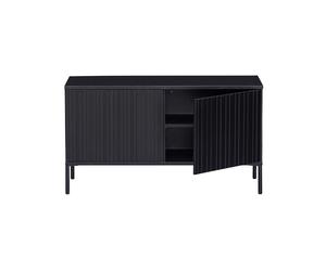 Meuble TV en bois noir, bas, 2 portes, style industriel contemporain - Woood, Ponto - 100x44x56 cm