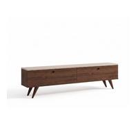 Meuble TV en bois "" Paris "" - 160 x 25 x 40 cm - Noyer / Travertin