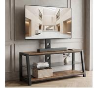 Meuble TV en bois,support TV réglable en hauteur,base pivotante à double axe à 30°,marron,125 x 116 x 42 cm