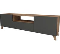 Meuble TV en chêne et anthracite - 46 x 140 x 30 cm - Meuble à 3 portes avec ouverture