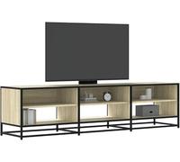 Meuble TV en chêne Sonoma, dimensions 180x40x46 cm, fabriqué en panneaux de particules, avec structure métallique, support TV universel pour salon, stable et durable
