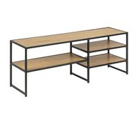 Meuble TV en MDF et métal avec 3 étagères de rangement - Noir et Beige