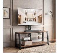 Meuble TV en MDF et métal marron avec support pivotant, réglable en hauteur, pour salon, 116 x 42 x 125 cm
